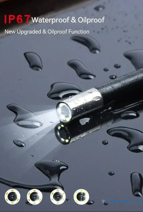 Articulating borescope with 6 LED lights, 62mm lens, waterproof and oilproof on wet surface